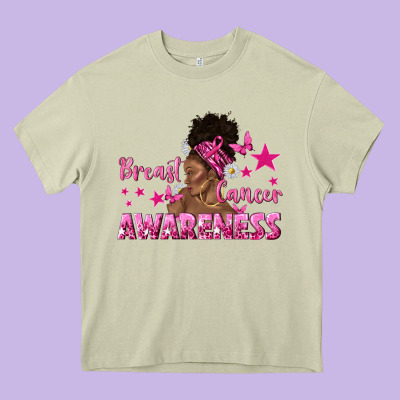 Breast Cancer Awareness With Afro Woman Heavy Core Tee Designed By Texasbilliewilder