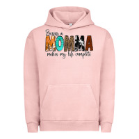 Pigment Salmon Being a Momma Makes My Life Complete Urban Hoodie - CowCowDesign