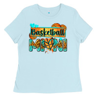 Baby Blue basketball mini with leopard Ladies Tee - Zillion Design Studio