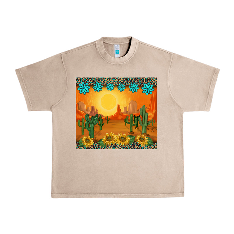 Western Sunset Cactus Sunflowers Gemstones Leopards Urban Heavy Tee by BarkalooDesign | Teevron