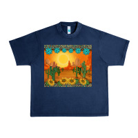 Navy western sunset cactus sunflowers gemstones leopards Urban Heavy Tee - BarkalooDesign