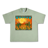 Oil Green western sunset cactus sunflowers gemstones leopards Urban Heavy Tee - BarkalooDesign