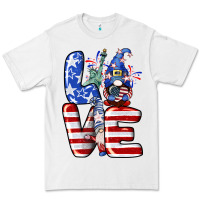 White Love 4th of July with gnomes 4th of july Premium Tee - CowGirlArtShop
