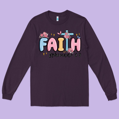 Faith Ephesians 2 8 Long Sleeve Tee Designed By Maliassmallbusiness