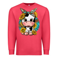 Cardinal cute cow with sunflower and leopard Premium Sweatshirt - texasbilliewilder