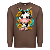 Chestnut cute cow with sunflower and leopard Premium Sweatshirt - texasbilliewilder
