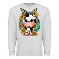 Dove Grey cute cow with sunflower and leopard Premium Sweatshirt - texasbilliewilder