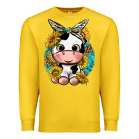 Lemon cute cow with sunflower and leopard Premium Sweatshirt - texasbilliewilder