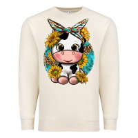 Sandshell cute cow with sunflower and leopard Premium Sweatshirt - texasbilliewilder