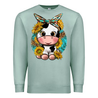 Seafoam cute cow with sunflower and leopard Premium Sweatshirt - texasbilliewilder
