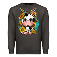 Smoke cute cow with sunflower and leopard Premium Sweatshirt - texasbilliewilder