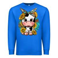 True Royal cute cow with sunflower and leopard Premium Sweatshirt - texasbilliewilder
