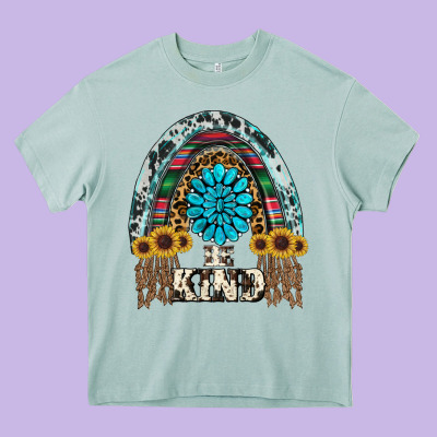 Western Rainbow  Be Kind Heavy Core Tee Designed By Ranaportraitstore