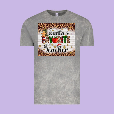 Santa's Favorite Teacher Vintage Tee Designed By Adodesignshop
