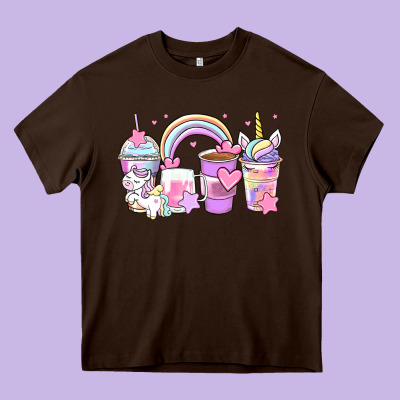 Unicorn Coffee Cups Heavy Core Tee Designed By Zillion Design Studio