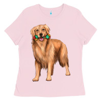 Bubblegum Pink golden retriever with toys Ladies Tee - texasbilliewilder