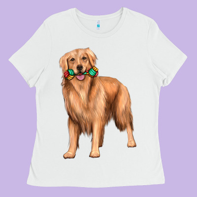 Golden Retriever With Toys Ladies Tee Designed By Texasbilliewilder