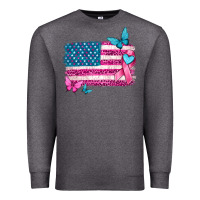 Charcoal Heather american flag breast cancer with ribbon Premium Sweatshirt - texasbilliewilder