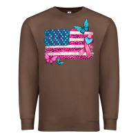 Chestnut american flag breast cancer with ribbon Premium Sweatshirt - texasbilliewilder