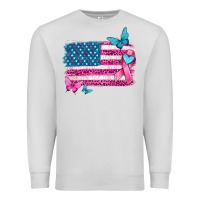 Dove Grey american flag breast cancer with ribbon Premium Sweatshirt - texasbilliewilder