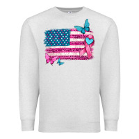 Oatmeal Heather american flag breast cancer with ribbon Premium Sweatshirt - texasbilliewilder