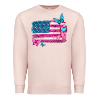 Pale Pink american flag breast cancer with ribbon Premium Sweatshirt - texasbilliewilder