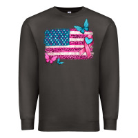 American Flag Breast Cancer With Ribbon Premium Sweatshirt | Teevron