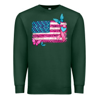 Sports Green american flag breast cancer with ribbon Premium Sweatshirt - texasbilliewilder