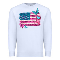 White american flag breast cancer with ribbon Premium Sweatshirt - texasbilliewilder