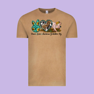 Peace Love Yorkshire Pig Vintage Tee Designed By Lillyallendesigns