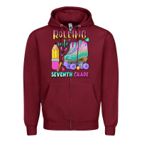 Burgundy rolling into seventh grade Zipper Hoodie - BundleAndBundleShop