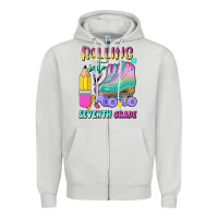 Dove Grey rolling into seventh grade Zipper Hoodie - BundleAndBundleShop