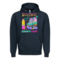 Navy rolling into seventh grade Zipper Hoodie - BundleAndBundleShop