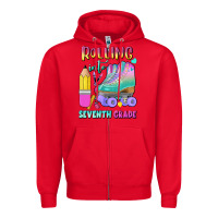 Red rolling into seventh grade Zipper Hoodie - BundleAndBundleShop