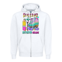 White rolling into seventh grade Zipper Hoodie - BundleAndBundleShop