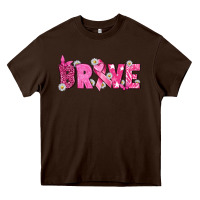 Chocolate Brown Breast Cancer Brave Heavy Core Tee - texasbilliewilder