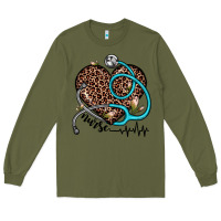 Army Green nurse leopard heart Long Sleeve Tee - JahusDesignShop