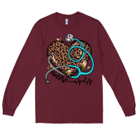 Burgundy nurse leopard heart Long Sleeve Tee - JahusDesignShop