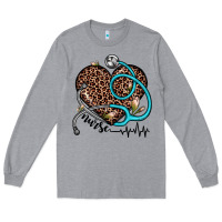 Heather Grey nurse leopard heart Long Sleeve Tee - JahusDesignShop