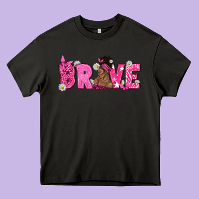 Breast Cancer Brave With Afro Woman Heavy Core Tee Designed By Texasbilliewilder