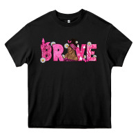 Black Breast Cancer Brave with Afro Woman Heavy Core Tee - texasbilliewilder