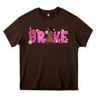 Chocolate Brown Breast Cancer Brave with Afro Woman Heavy Core Tee - texasbilliewilder