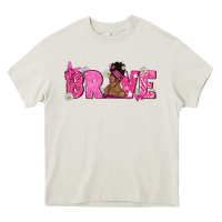 Cream Breast Cancer Brave with Afro Woman Heavy Core Tee - texasbilliewilder