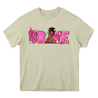 Mossy Breast Cancer Brave with Afro Woman Heavy Core Tee - texasbilliewilder