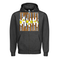 Charcoal Heather softball bat seamless pattern Zipper Hoodie - BundleAndBundleShop