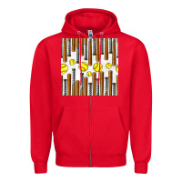 Red softball bat seamless pattern Zipper Hoodie - BundleAndBundleShop