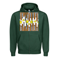Sports Green softball bat seamless pattern Zipper Hoodie - BundleAndBundleShop