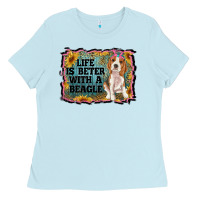 Baby Blue life is better with a beagle Ladies Tee - RanaPortraitStore
