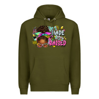 Army Green 70's made 80's raised afro messy bun Premium Hoodie - texasbilliewilder