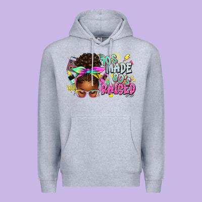 70's Made 80's Raised Afro Messy Bun Premium Hoodie Designed By Texasbilliewilder